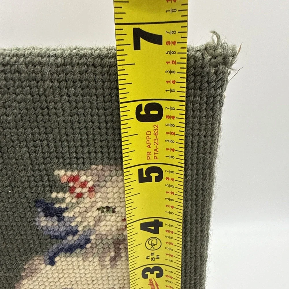 Handcrafted Needlepoint Cat Doorstop Heavy Wooden Wedge Door Holder Accent